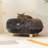 Cat Sleeping on Omlet Maya Donut Cat Bed in Early Grey