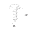 6 x 3,5x10 mm vite plastitie pozi (800.0566) dimensioni