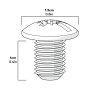 Machine screw combo truss head m6 x 10mm - pack of 10 dimensions