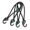 Pack of four sturdy bungee hooks for Eglu chicken coop run covers on white background.