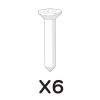 6 stk. selvskærende plastite-skruer, 3 x 16 mm, krydskærv, forsænket