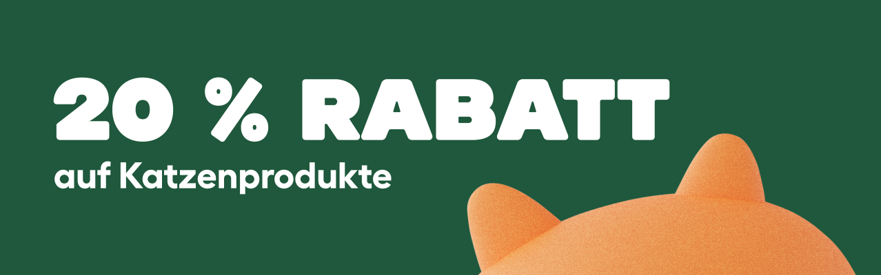 20 % rabatt – banner auf der kateGorieseite „katzenprodukte“ de