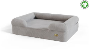 Memory Foam Bolster Dog Bed Small - Corduroy Pebble