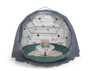 Geo vogelkooi met nachthoes - Turquoise en zwart