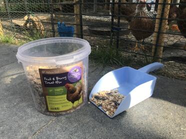 Chickens will love having a trail mix to munch on.