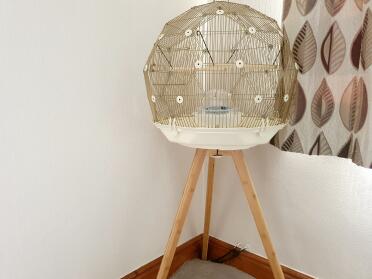 Cream and Gold  Cage on the tall Stand