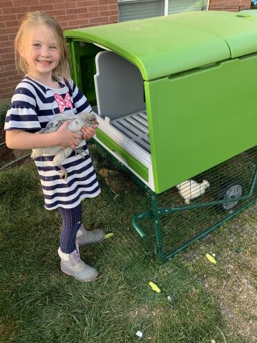 She is so proud of her chickens.