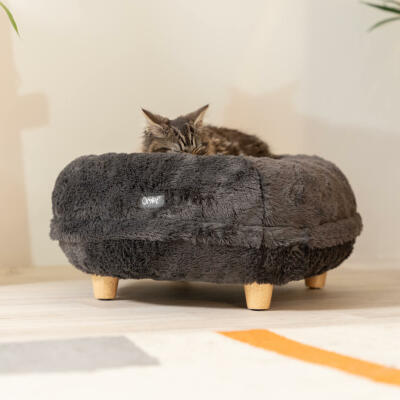 Lit pour chat Maya® Donut avec pieds de lit ronds en bois