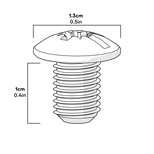 Machine screw combo truss head m6 x 10mm - pack of 10 dimensions