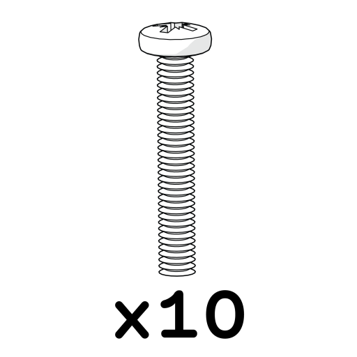 Machine screw m4x0.7x25mm pz#2 pozi pan - pack of 10