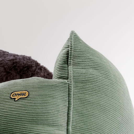 close up of plush nest dog bed in organic cotton corduroy