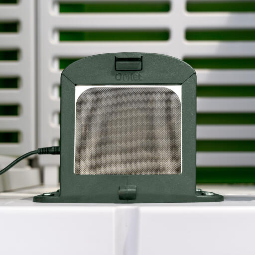 A close up of the filter of the Omlet smart fan