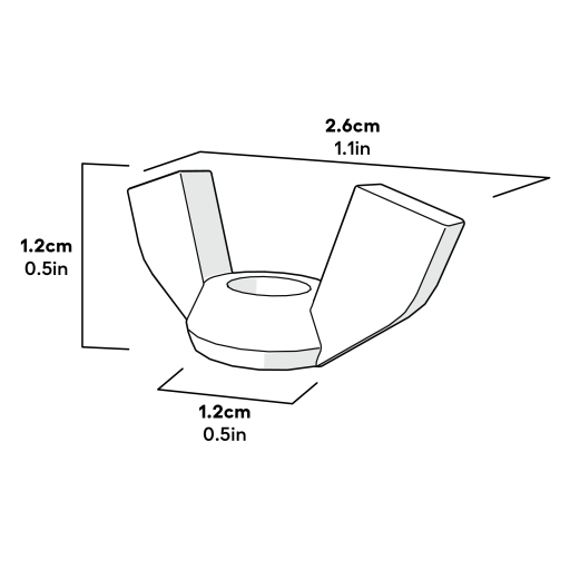Wing nut - pack of 10 dimensions