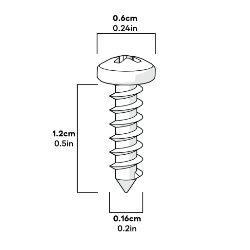 Wood screw 3.5x12mm pozi pan - pack of 10 dimensions