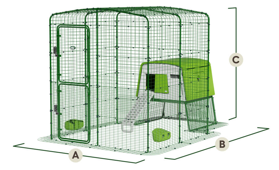 Dimensions for Eglu Cube chicken coop and walk in run