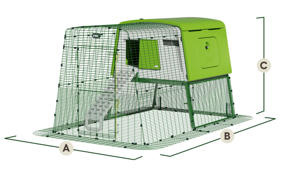 Eglu Cube chicken coop with 2m run dimensions