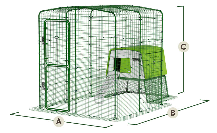 cube with 2m x 2m walk in run dimensions
