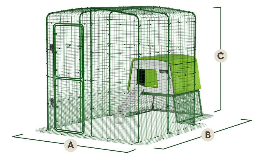 cube with 2m x 2m walk in run dimensions