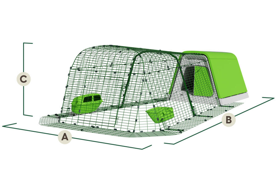Eglu Go chicken coop with 2m run dimensions