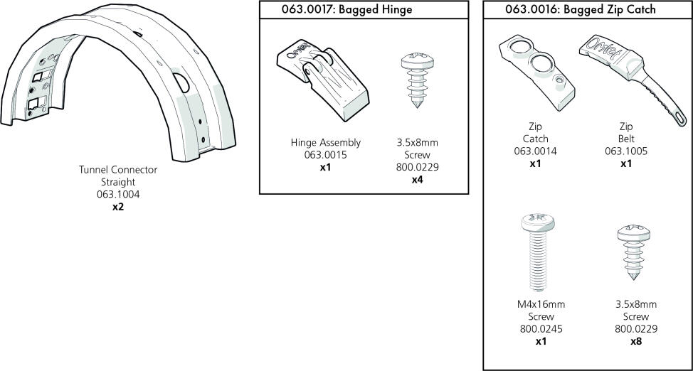Boxed tunnel straight connector assembly