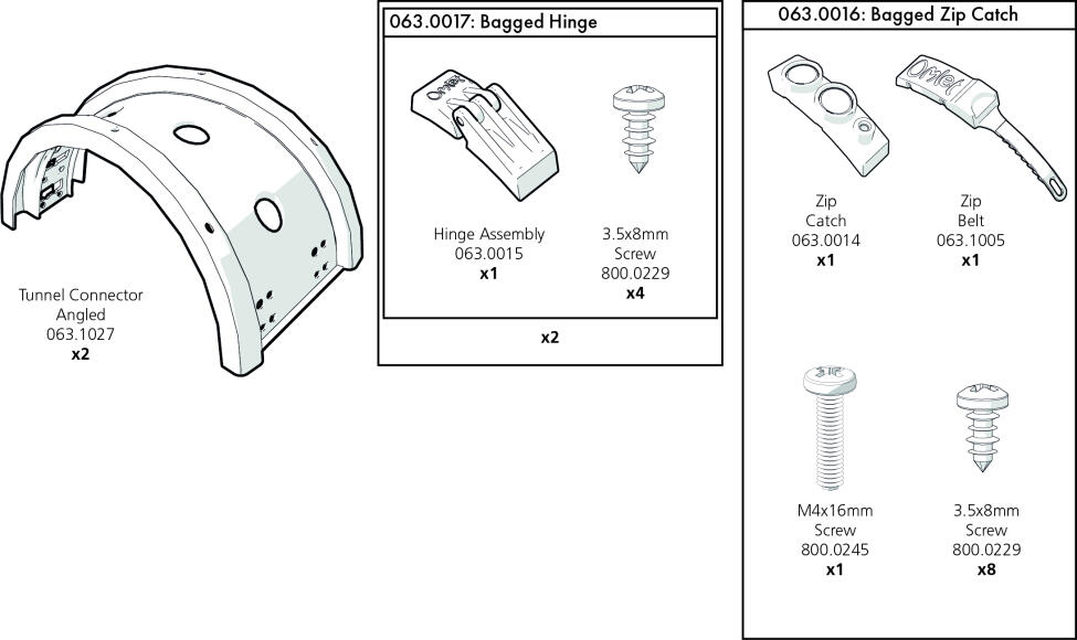 Bokset tunnel med vinklet stik