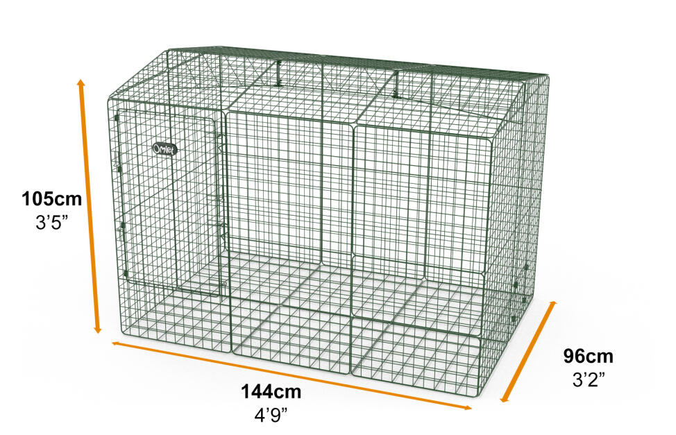 Zippi rabbit run with roof and underfloor mesh - double height high