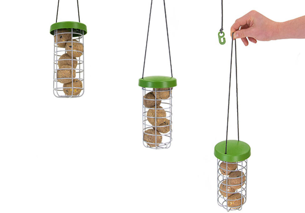 You can hang the Caddi treat holder from any chicken run thanks to the adjustable nylon string