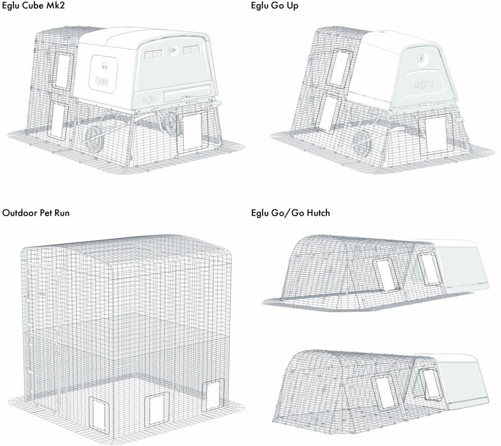 Compatible products and suggested positioning for run door self fit kit