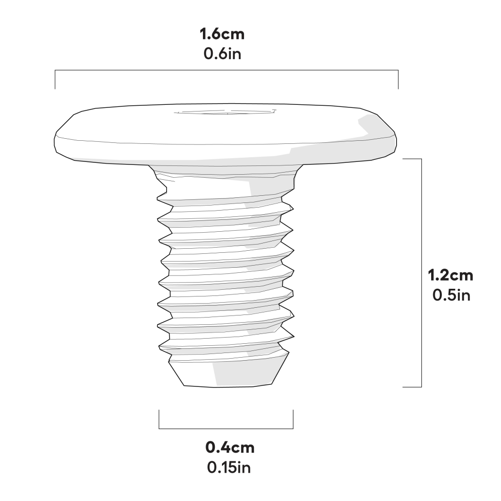 Dimensioner på m6 x 10 mm skruer til samlingsbeslag