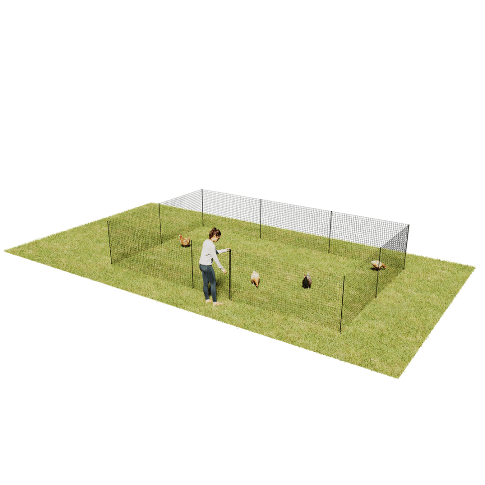 Omlet clôture pour poules mk2 - 21 mètres - y compris porte, poteaux et haubans