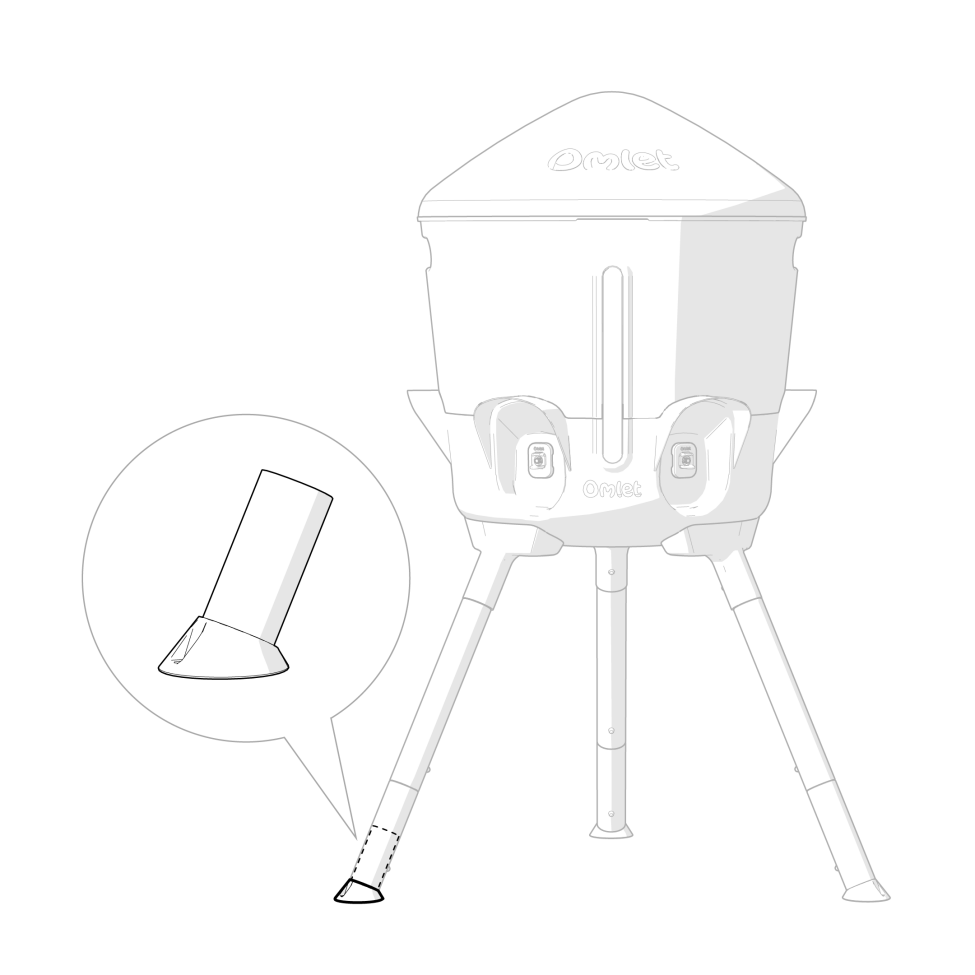 Chicken Waterer 5 Gallon Extension Leg Pack - Foot attached to the large chicken waterer