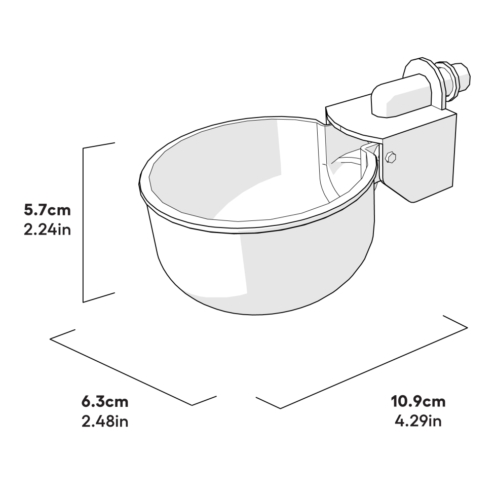 Chicken Waterer Autofill Cups Dimensions