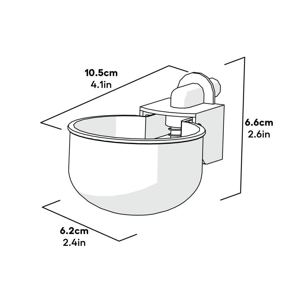 Chicken waterer autofill cups dimensions