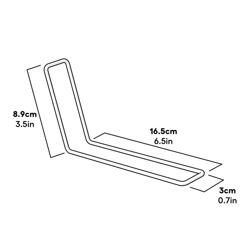 Cube dimensioner på mk2-forlængelsesskørtets støtte (064.1078)
