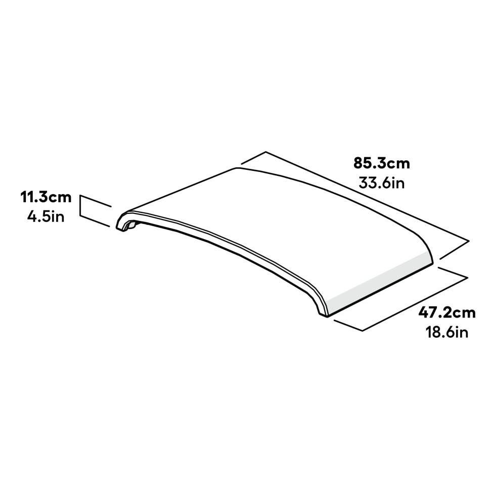 Cube Mk2 Roof Panel Rear Assembly - Green Dimensions (064.0014)