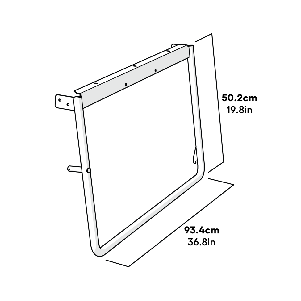 Cube mk2 frame side left assembly dimensions (064.0026)