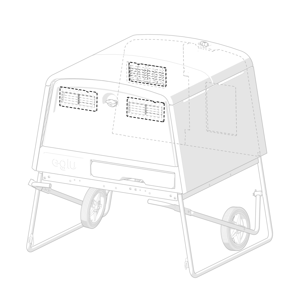 Eglu Cube Mk2 Vent attached to the Eglu Cube chicken coop