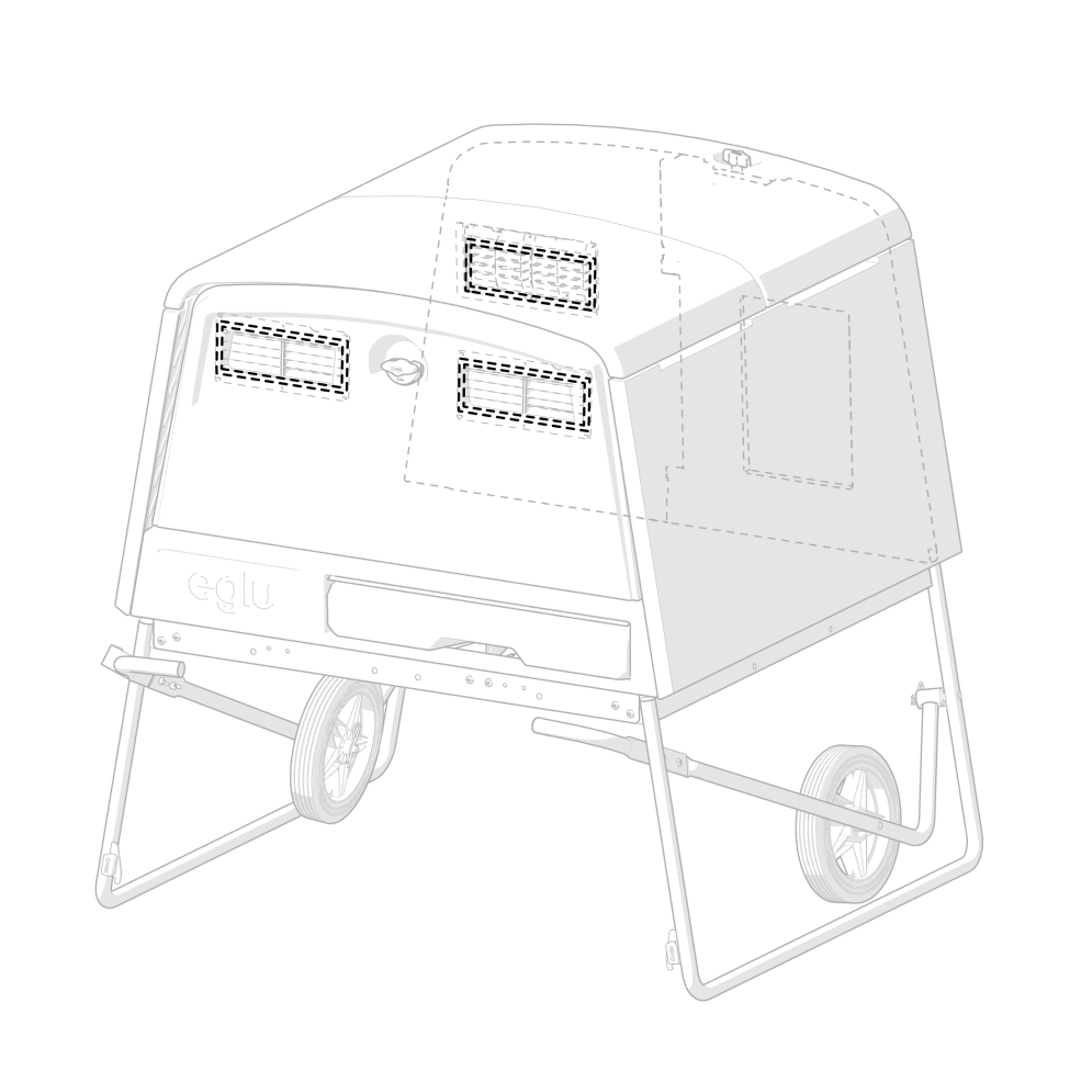 Eglu Cube Mk2 Vent Seal attached to the Eglu Cube chicken coop