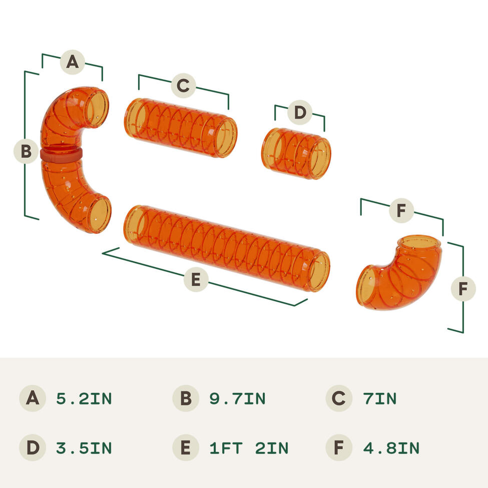 Hamster tunnels dimensions (in)