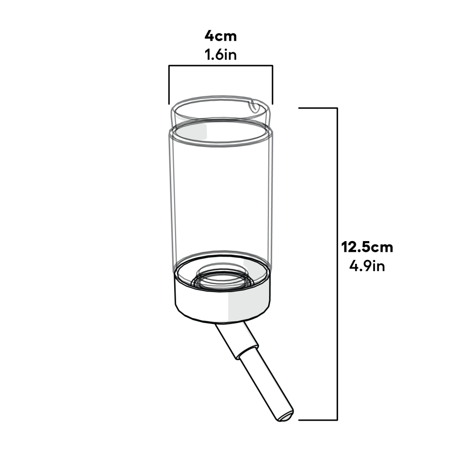 Hamster-vandflaske 80 ml dimensioner (810.0301)