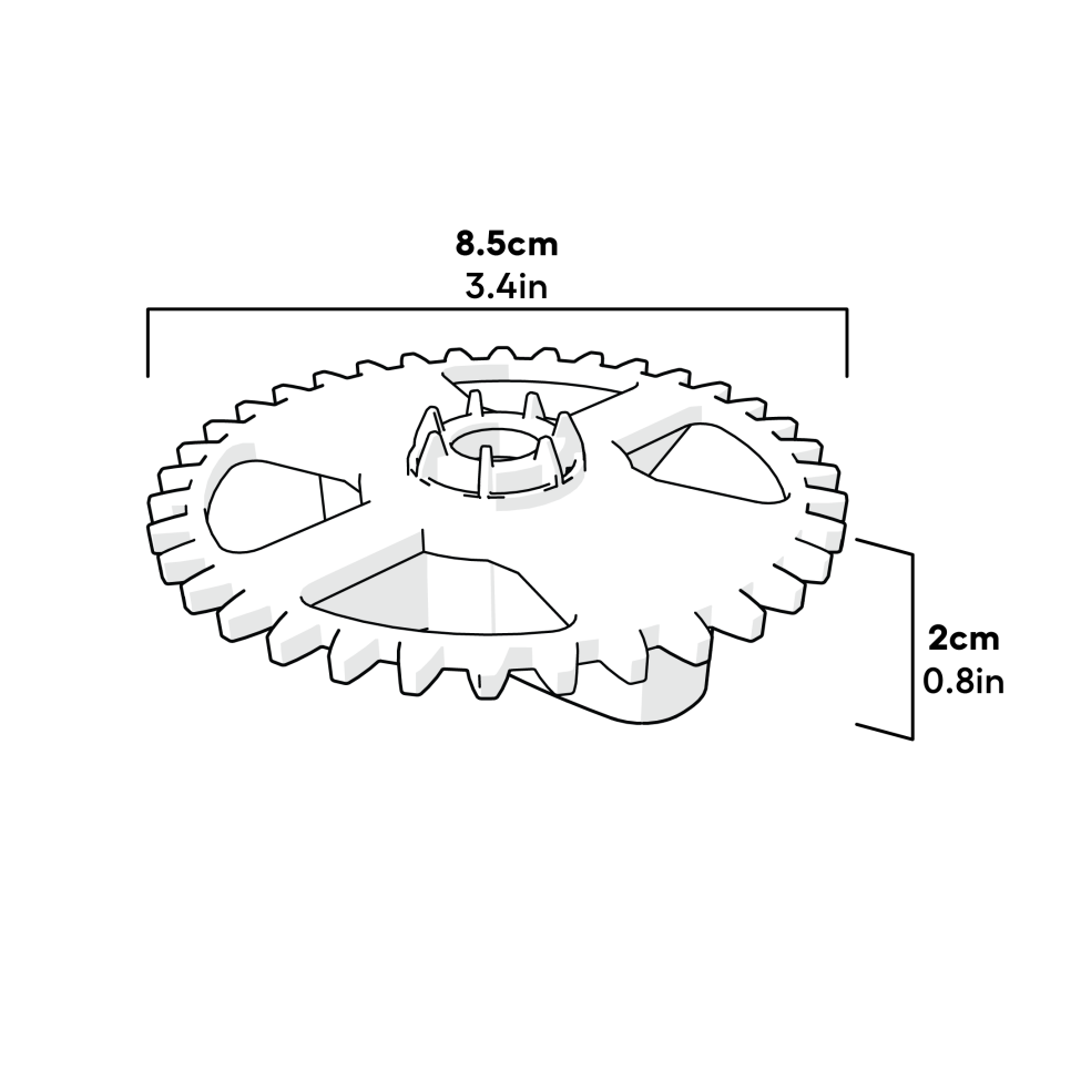 Abmessungen des stirnrads am griff