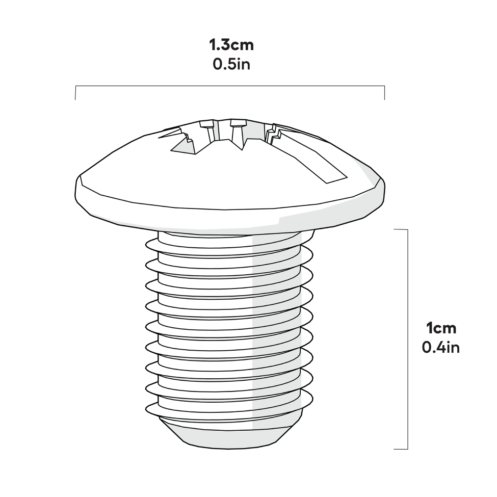 Afmetingen van de combinatieschroef met trusskop m6x10 mm (800.0240)