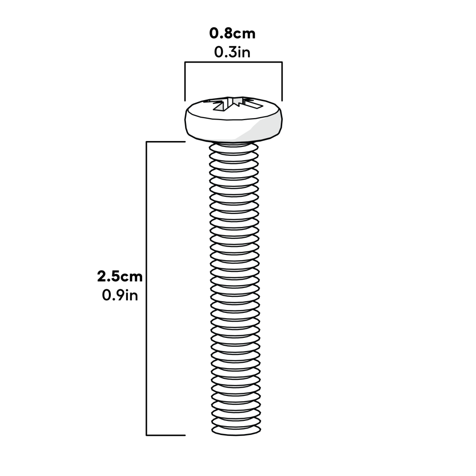 Machine Screw M4x0.7x25mm PZ#2 Pozi Pan - Pack Of 10 Dimensions