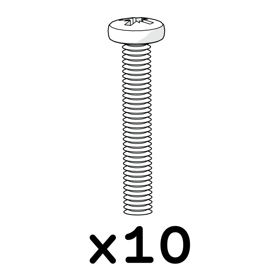 Machine Screw M4x0.7x25mm PZ#2 Pozi Pan - Pack Of 10