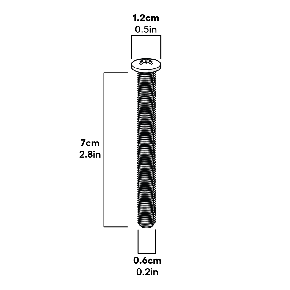 Machine Screw M6x70mm Pozi Pan - Pack Of 10 Dimensions
