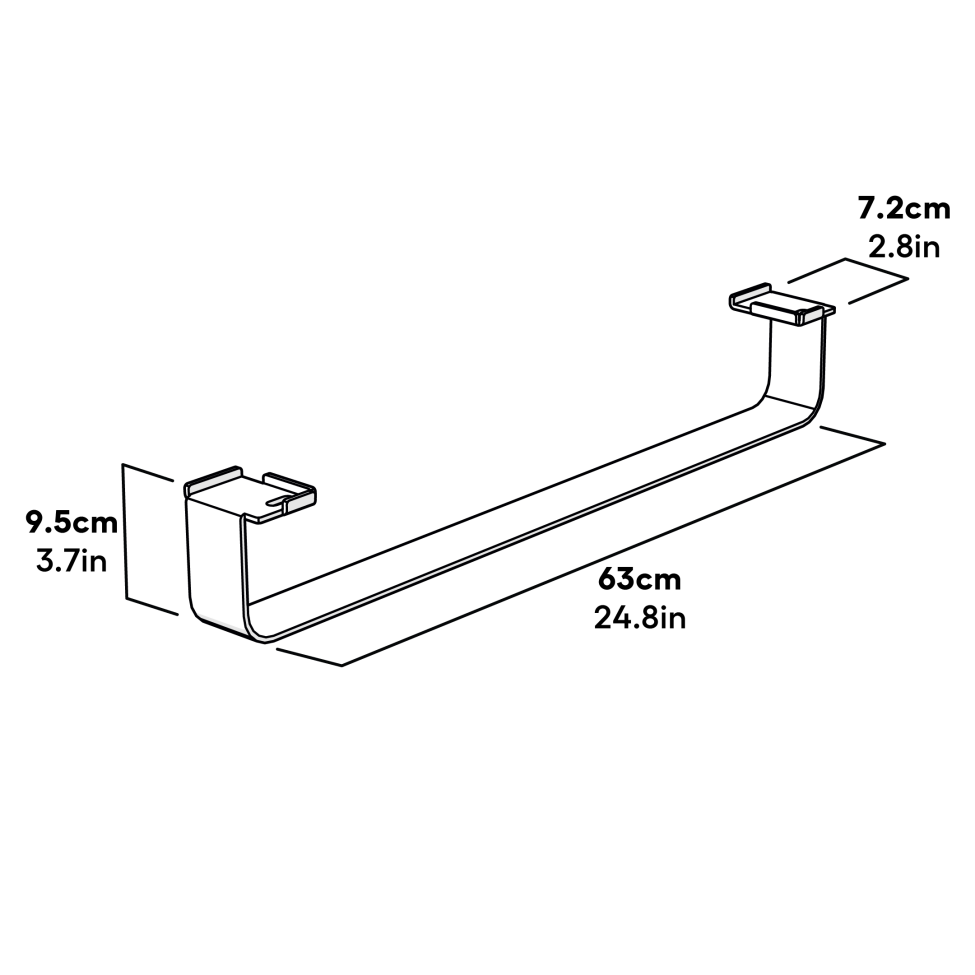 Metal rail legs 42 black dimensions (093.0172)