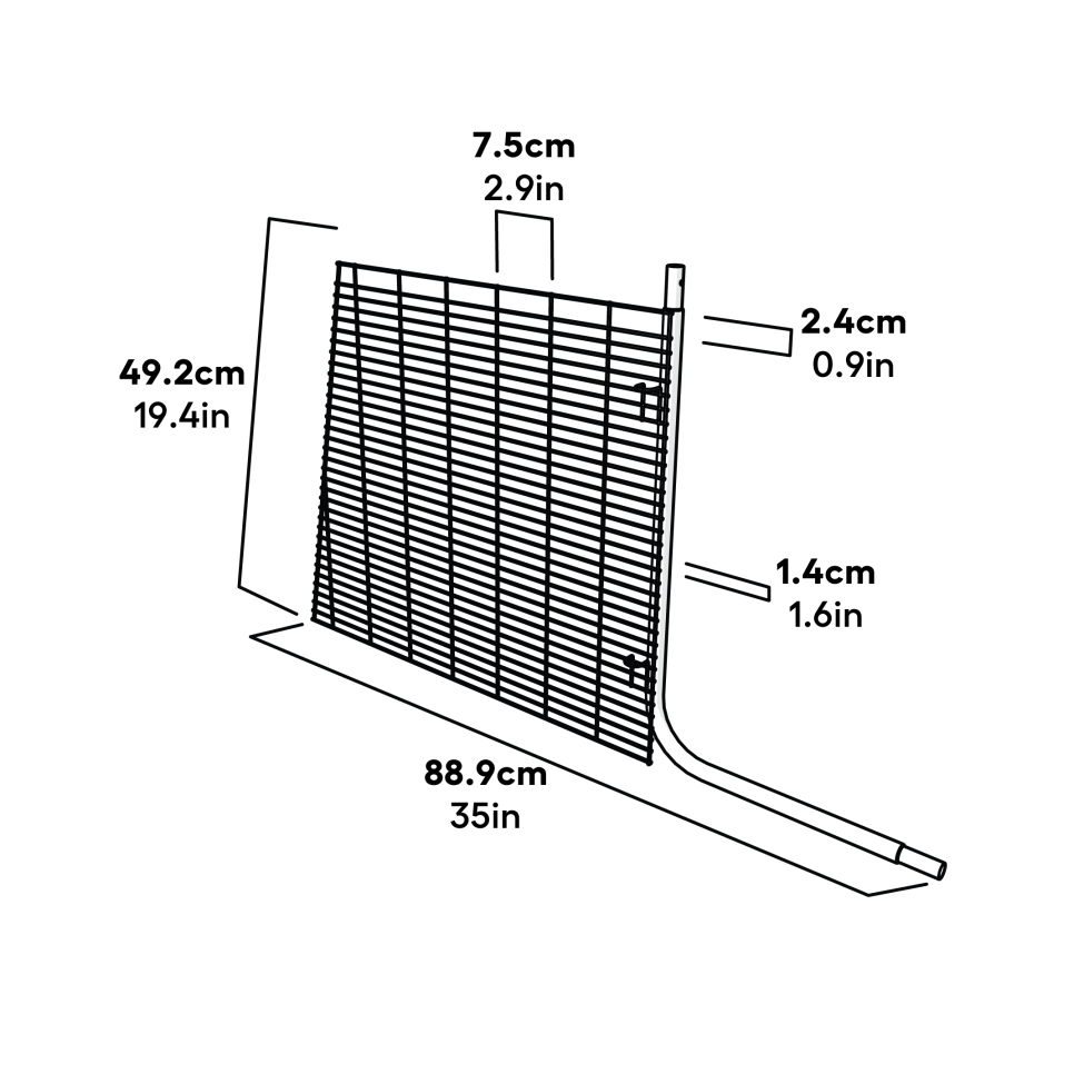 Run Door Frame Bottom Left with Button Clip Assembly Dimensions (114.0089)