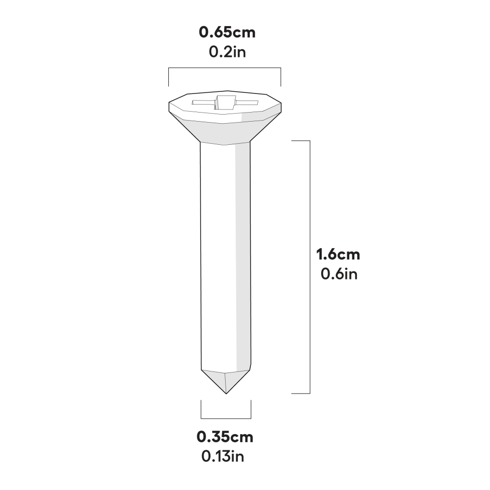 6 stk. selvskærende plastite-skruer, 3 x 16 mm, krydskærv, forsænket hoved – dimensioner