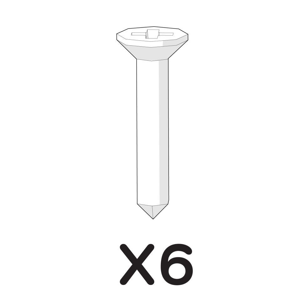 6 stk. selvskærende plastite-skruer, 3 x 16 mm, krydskærv, forsænket