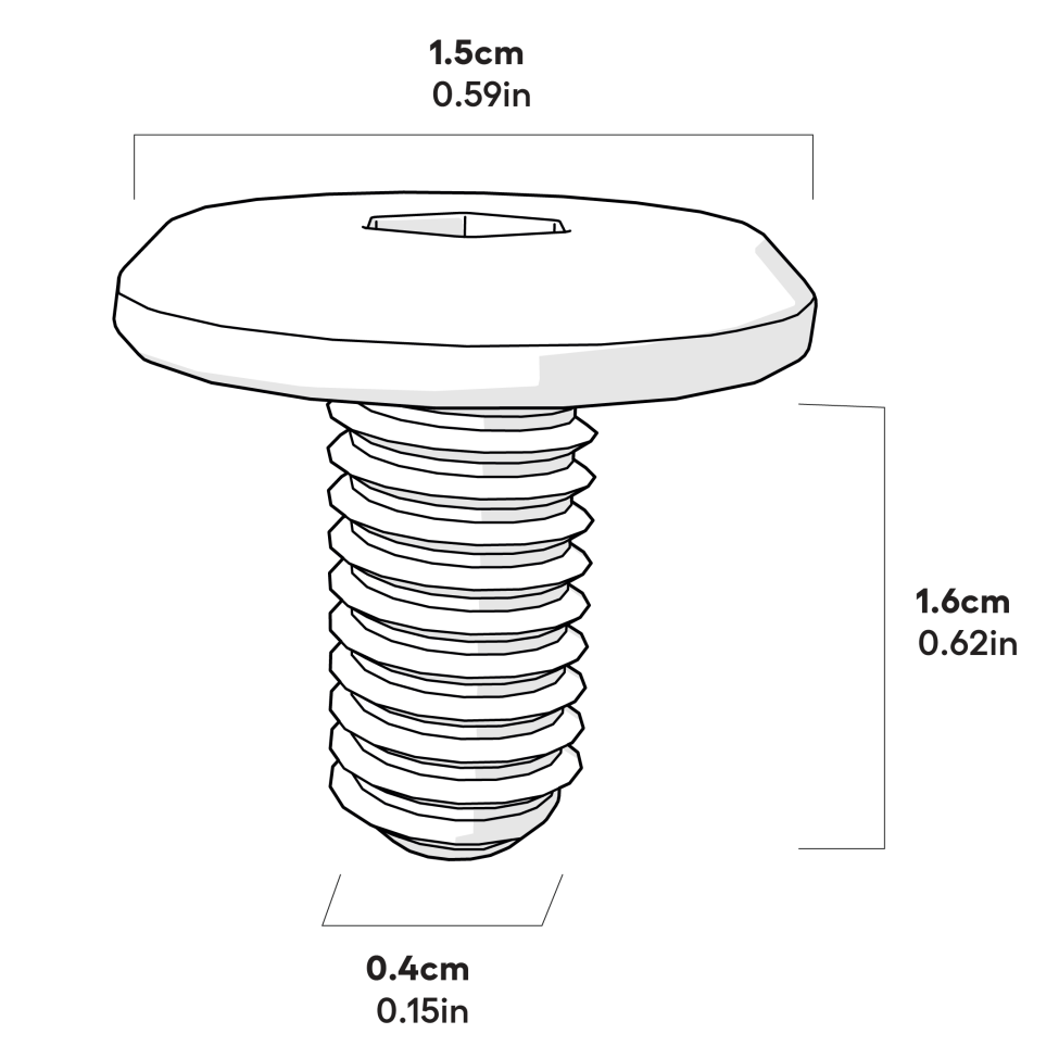 Bolt m6x16mm screw dimensions